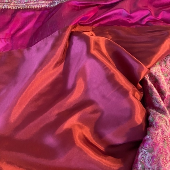 Indian Sari Silk Hand Beaded Wrap Around Skirt. OS EUC Quality Workmanship PINK! - Picture 15 of 16